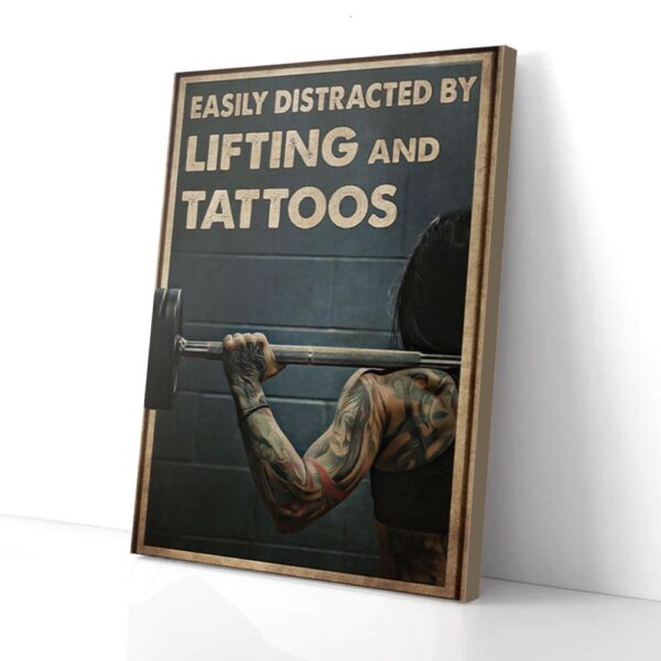 Fitness Girl Distracted By Lifting And Tattoos Matte Canvas Wall Art