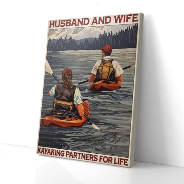 Husband And Wife Kayaking Partners For Life Matte Canvas Wall Art