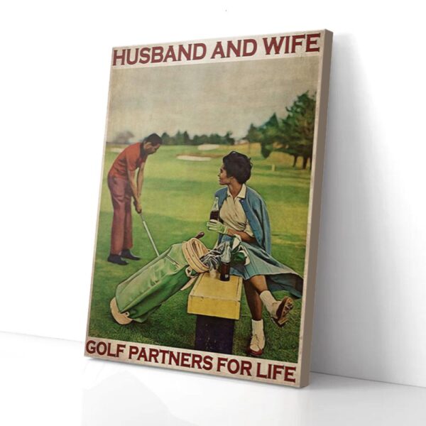 Husband And Wife Golf Love Matte Canvas Wall Art
