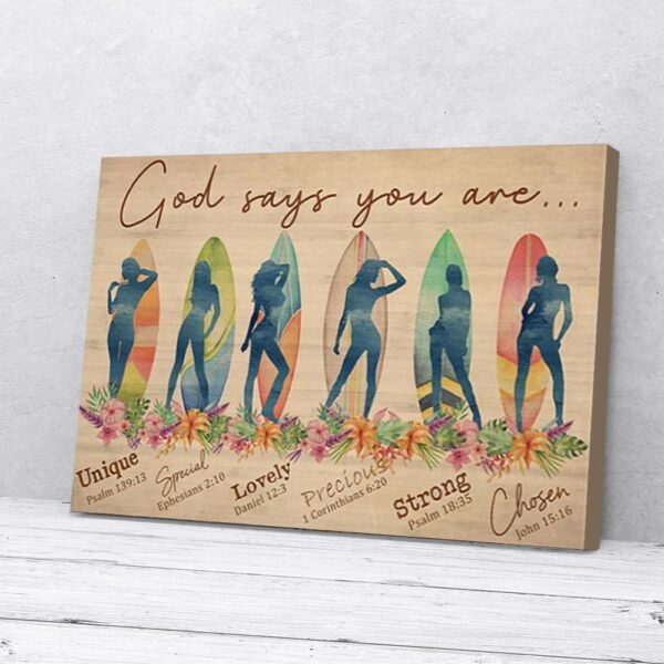 God Says You Are Surfing Matte Canvas Wall Art