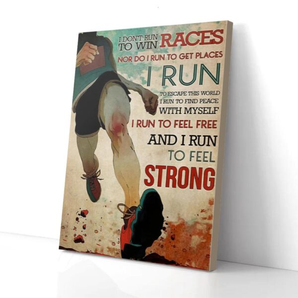 I Run To Feel Strong Runner Matte Canvas Wall Art
