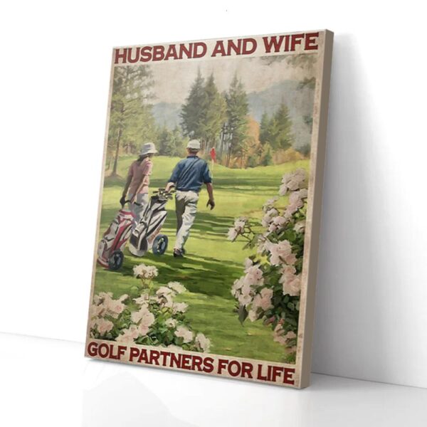 Husband And Wife Golf Love Matte Canvas Wall Art