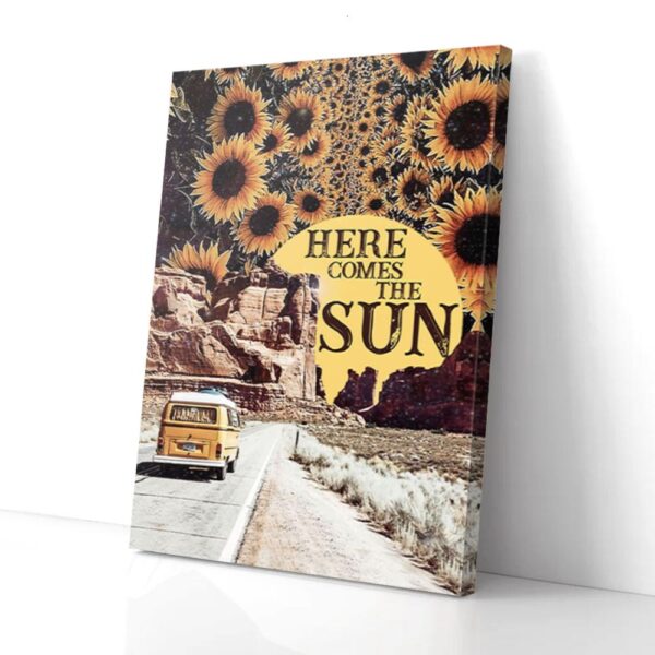 Here Come The Sun Sunflowers Camping Matte Canvas Wall Art
