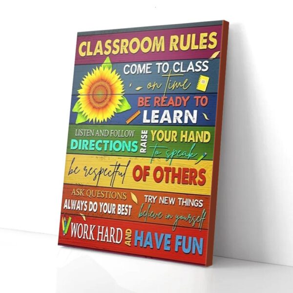 Classroom Rules Sunflower Matte Canvas Wall Art
