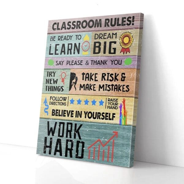 Classroom Rules LGBT Teacher Matte Canvas Wall Art Wall Art