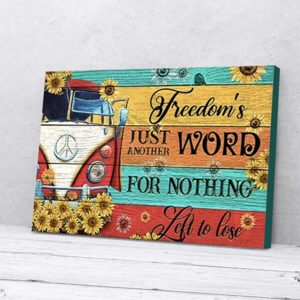 Freedom's Just Another Word Sunflowers Car Hippie Matte Canvas Wall Art