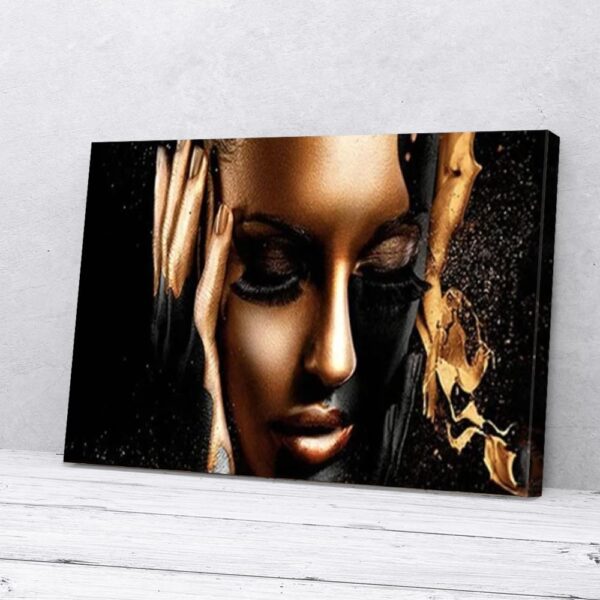 Gold Sexy Women Matte Canvas Wall Art