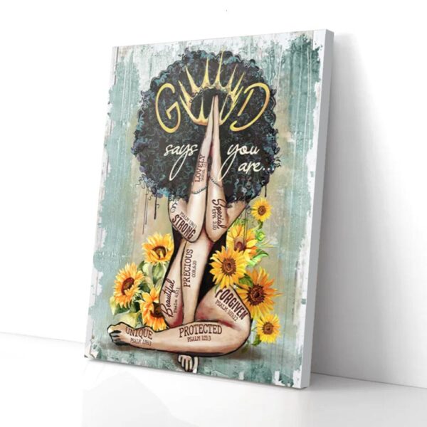 Hippie Sunflower Black Girl Matte Canvas Wall Art