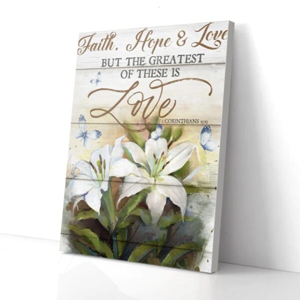 Faith Hope Love Lily Butterflies Matte Canvas Wall Art