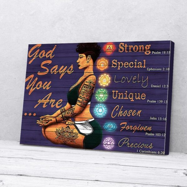God Says You Are Tattoo Girl Yoga Matte Canvas Wall Art