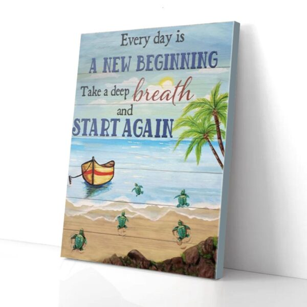 Every Day Is A New Beginning Turtle Matte Canvas Wall Art