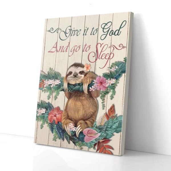 Give It To God Hibiscus Sloth Matte Canvas Wall Art