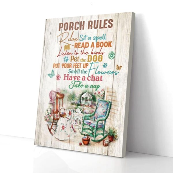 Have A Chat Take A Nap Porch Rules Matte Canvas Wall Art
