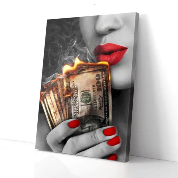 Flame Kissed Dollars Women Matte Canvas Wall Art