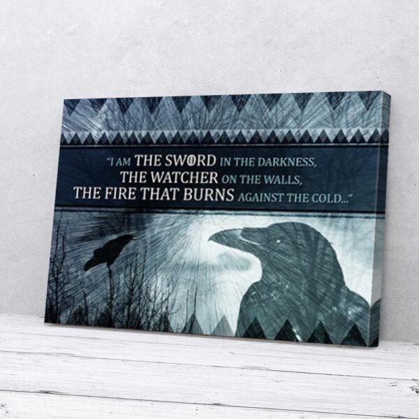 I Am The Sword In The Darkness Black Raven Matte Canvas Wall Art