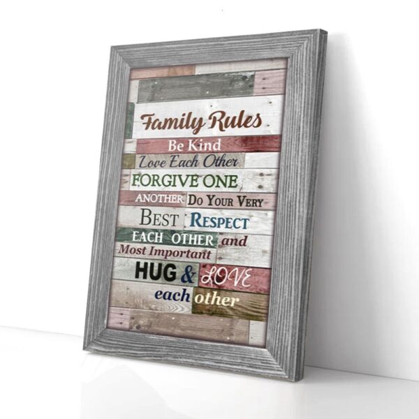 Family Rules Be Kind Love Each Others Matte Canvas Wall Art