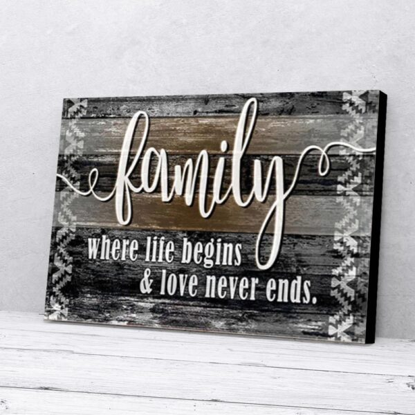 Family Is Where Life Begins and Love Never Ends Matte Canvas Wall Art