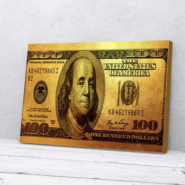 Golden One Hundred Dollar Matte Canvas Wall Art