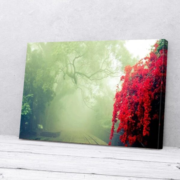Enchanted Forest Red Flower Matte Canvas Wall Art