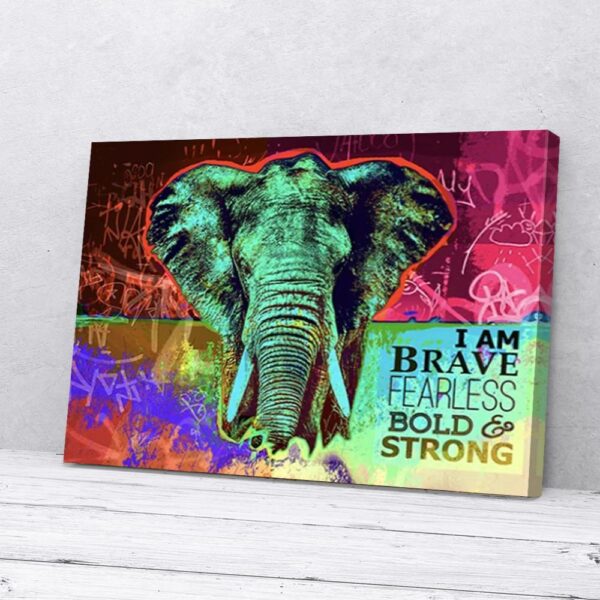 I Am Brave Colorful Elephant Matte Canvas Wall Art