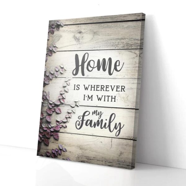 Home Is Wherever I'm With My Family Tree Matte Canvas Wall Art