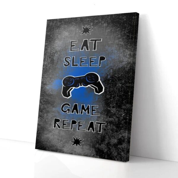 Eat Sleep Game Repeat Gamer Matte Canvas Wall Art