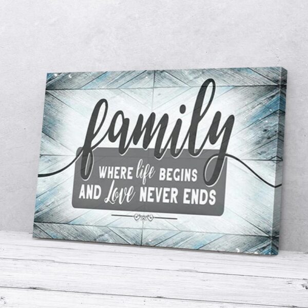Family Where Life Begins And Love Never Ends Matte Canvas Wall Art