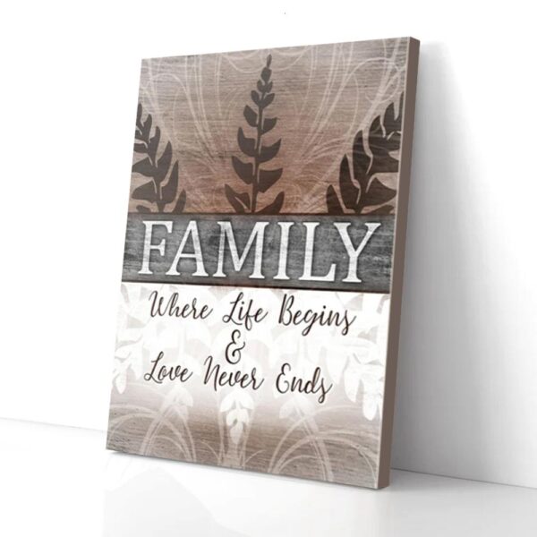 Family Where Life Begins And Love Never Ends Matte Canvas Wall Art