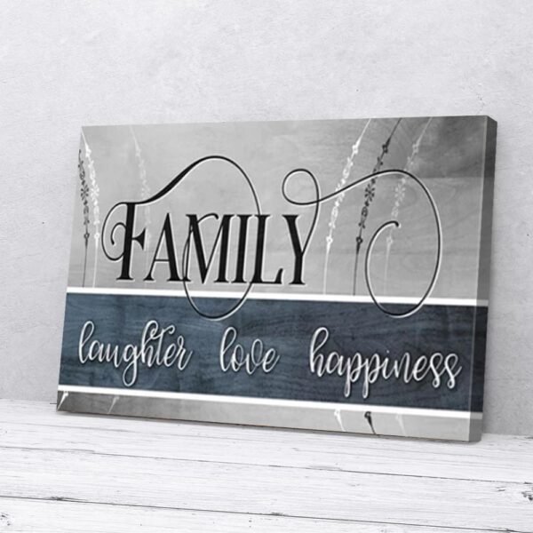 Family Laughter Love Happiness Wood Matte Canvas Wall Art