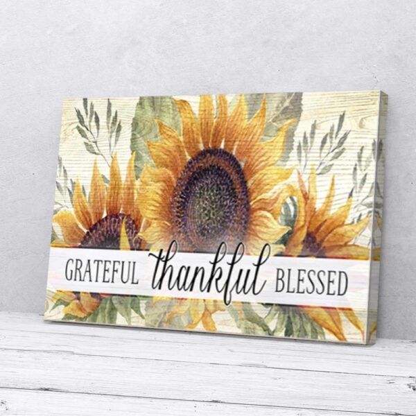 Grateful Thankful Blessed Sunflower Matte Canvas Wall Art