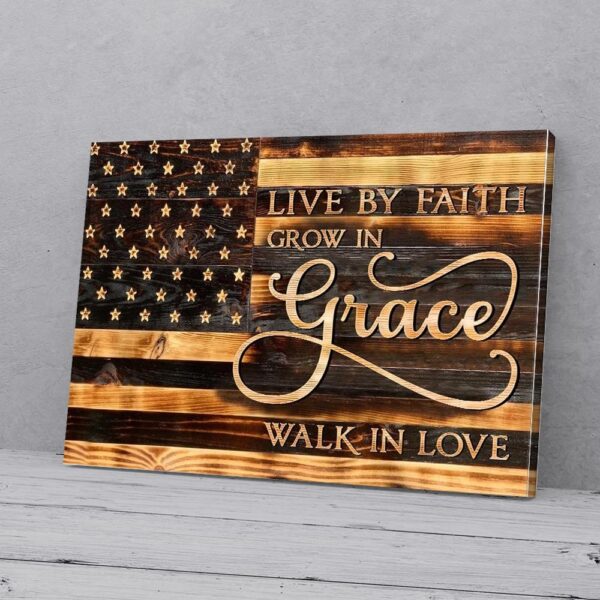 Faith Grace Love American Flag Matte Canvas Wall Art