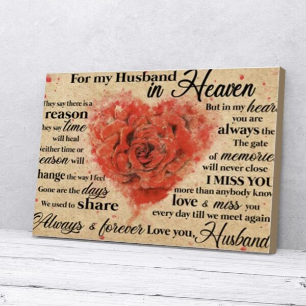 For My Husband In Heaven Roses Matte Canvas Wall Art
