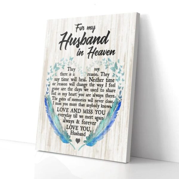 For My Husband In Heaven Butterfly Matte Canvas Wall Art