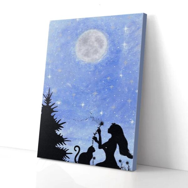 Girl And Cat Canvas Wall Art