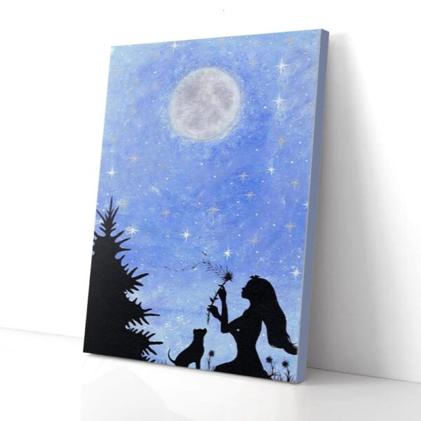 Girl And Dog Canvas Wall Art