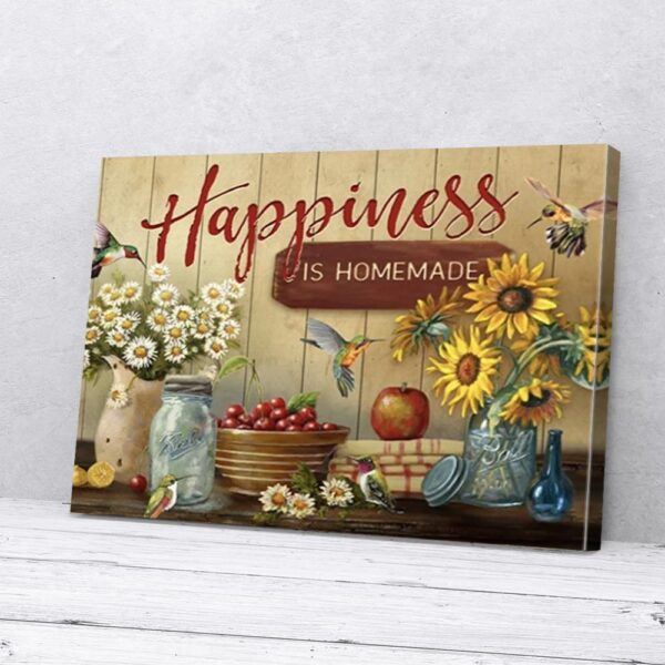 Happiness Is Homemade Kitchen Hummingbird Canvas Wall Art