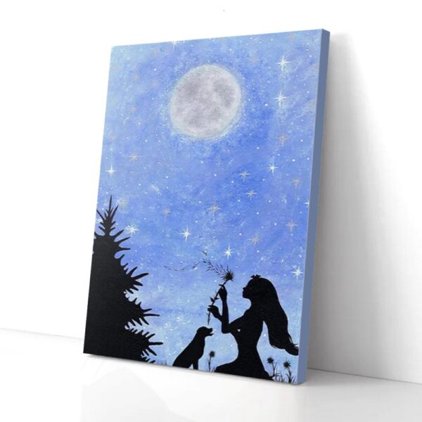 Girl And Pit Bull Canvas Wall Art