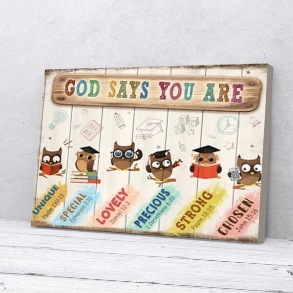 God Say You Are Owl Teacher Canvas Wall Art