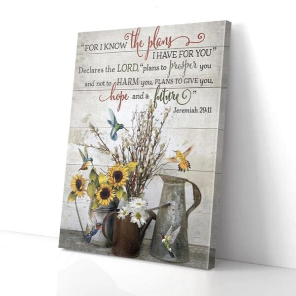 Hope And A Future Flowers Hummingbird Canvas Wall Art