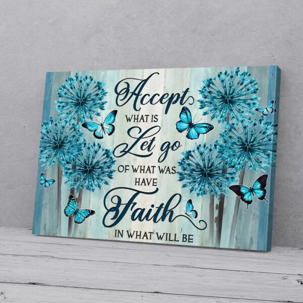 Faith In What Will Be Blue Dandelion And Butterfly Canvas Wall Art