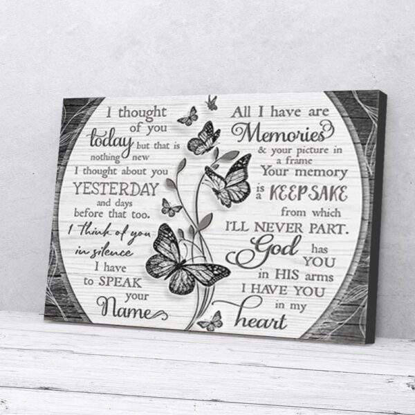 I Have You In My Heart Butterfly Grey Canvas Wall Art