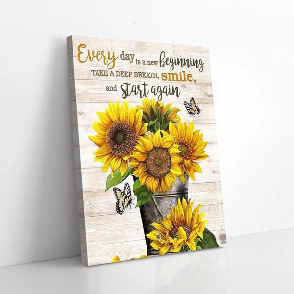 Everyday Is A New Beginning Sunflower Canvas Wall Art