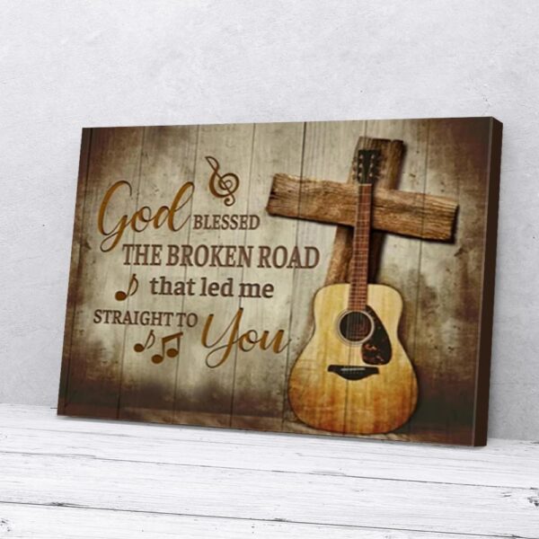 God Bless Me Straight To You Cross Guitar Canvas Wall Art