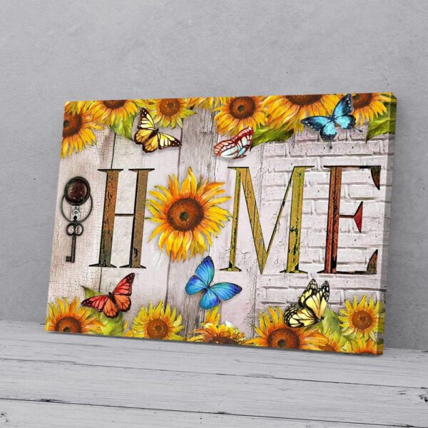Home Sunflower Butterfly Canvas Wall Art