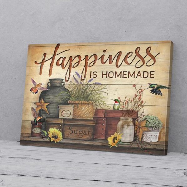 Happiness Is Homemade Kitchen Hummingbird Canvas Wall Art