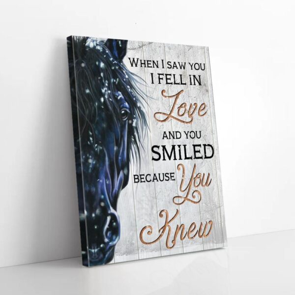 I Fell In Love Blue Horse Canvas Wall Art