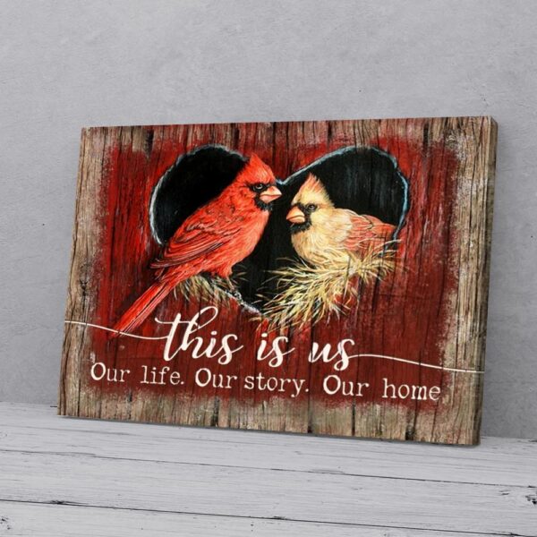 Heart Cardinal Love Canvas Wall Art