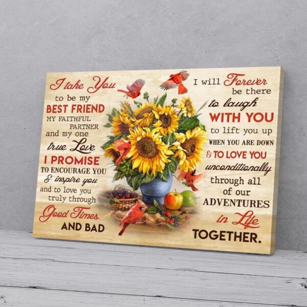 I Will Forever Be There Sunflower Cardinal Canvas Wall Art