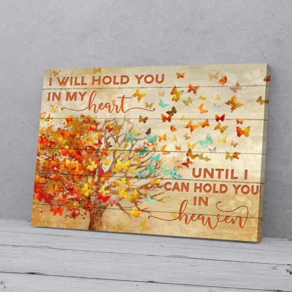 I Will Hold You In My Heart Tree Butterflies Canvas Wall Art