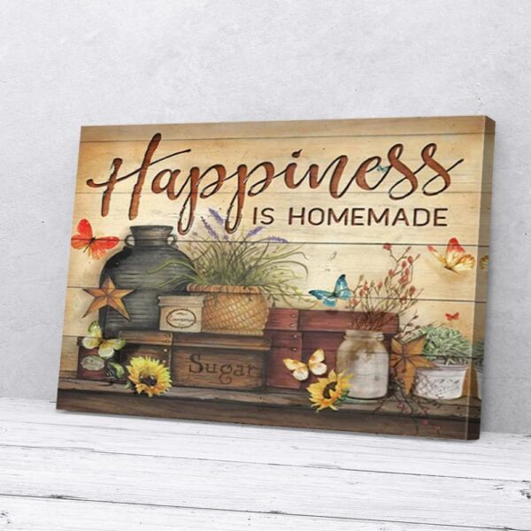 Happiness Is Homemade Hydrangea Hummingbird Canvas Wall Art